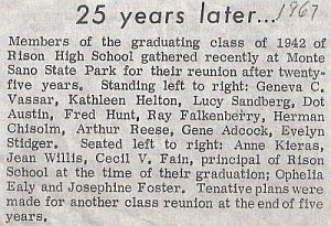 Class of 1942 Reunion Newspaper Text