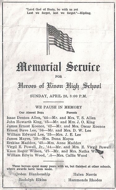 Memorial Service for Heroes of Rison High School, April 28, 1946