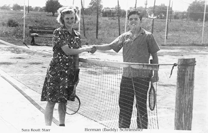 Playing Tennis: Sara Routt Starr and Herman (Buddy) Schrimsher